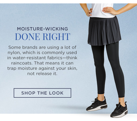 Woman in black skirted legging
