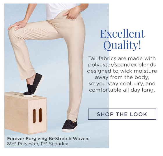 Woman in sand ankle pants with pockets