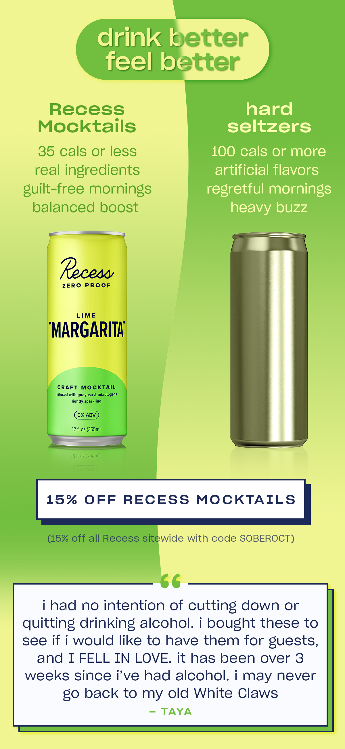 get 15% off Recess Mocktails