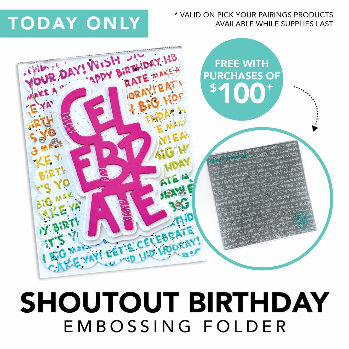 Shoutout Birthday Embossing Folder