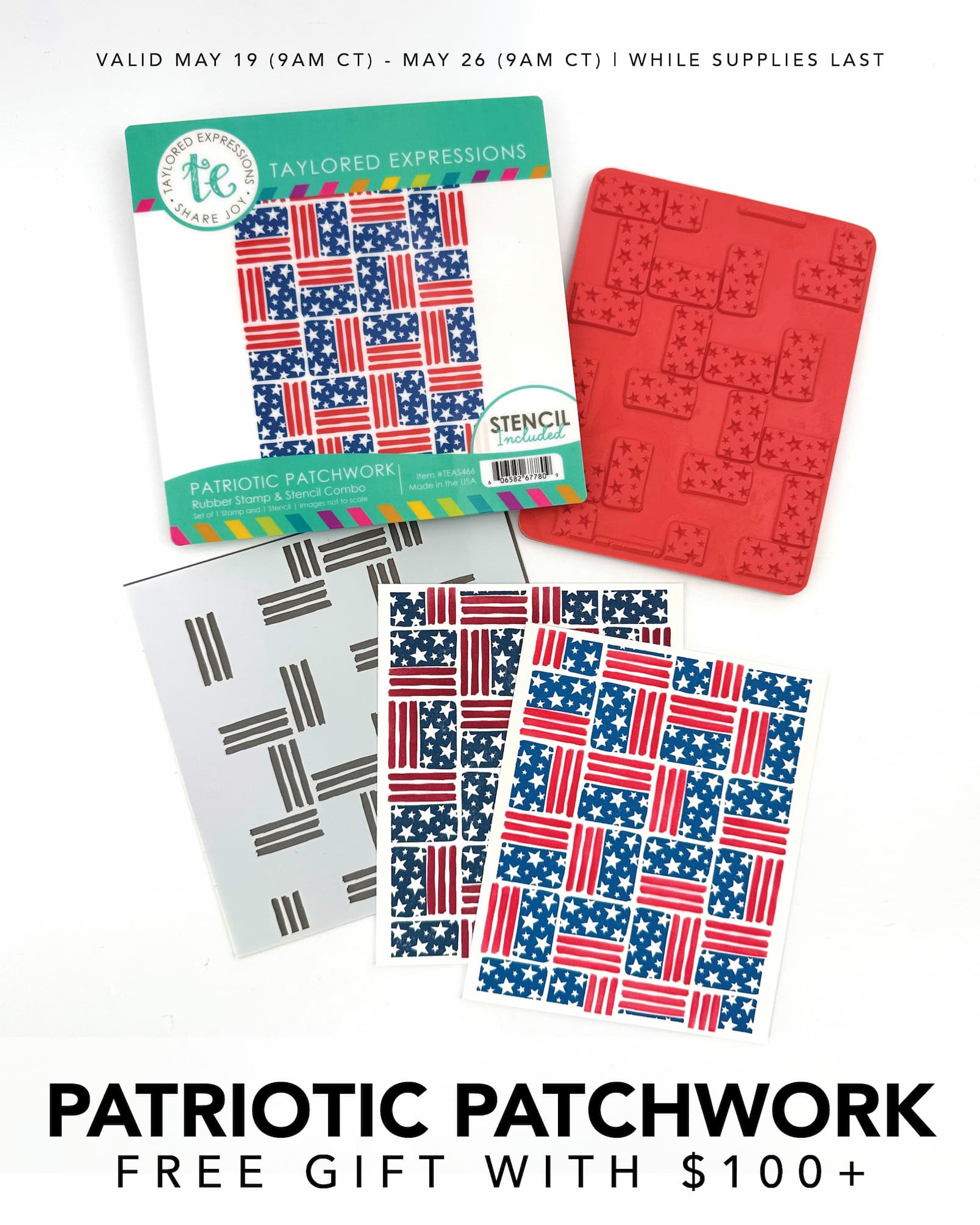 Patriotic Patchwork Stamp & Stencil Combo