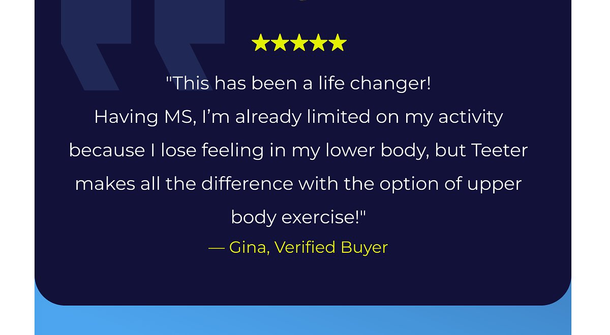 Testimonial from Gina, a verified buyer, about a life-changing exercise option.