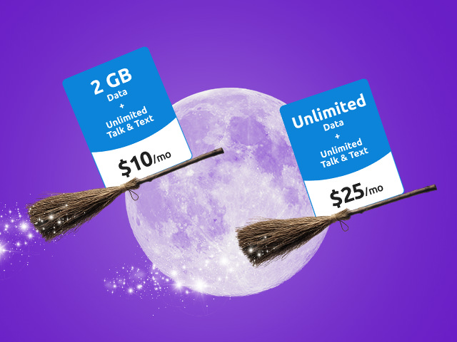 2 witch brooms with tello plans flying accros a big full moon