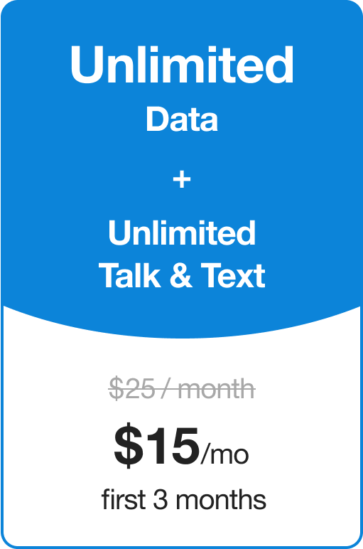 Tello plan: Unlimited data + unlimited talk and text for $15/month for 3 months