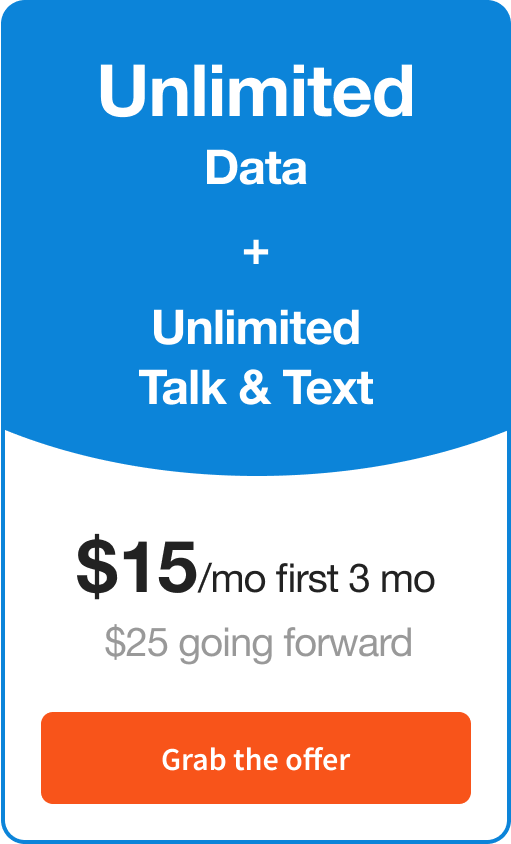 Tello plan: Unlimited data + unlimited talk and text for $15/month for 3 months