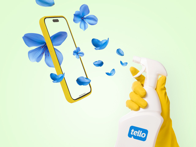 washing the phone screen, butterflies around