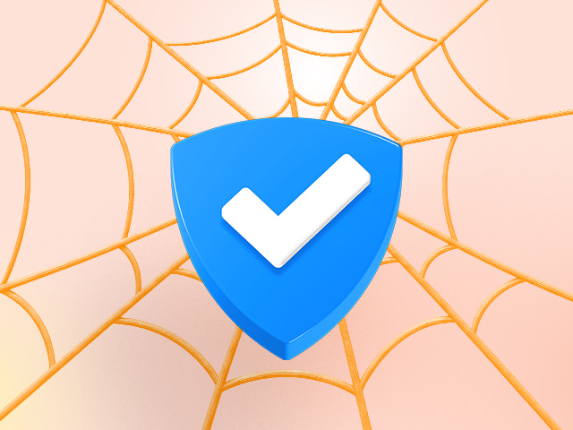 An image of a shield set against a spiderweb background