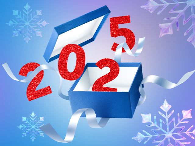 An image of a gift box and 2025 popping out