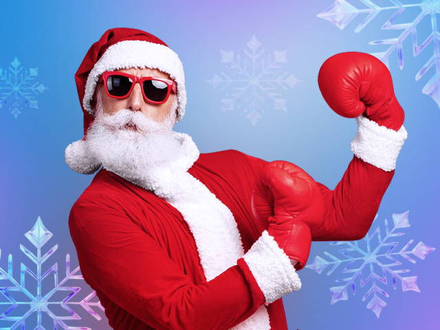 Santa with boxing gloves