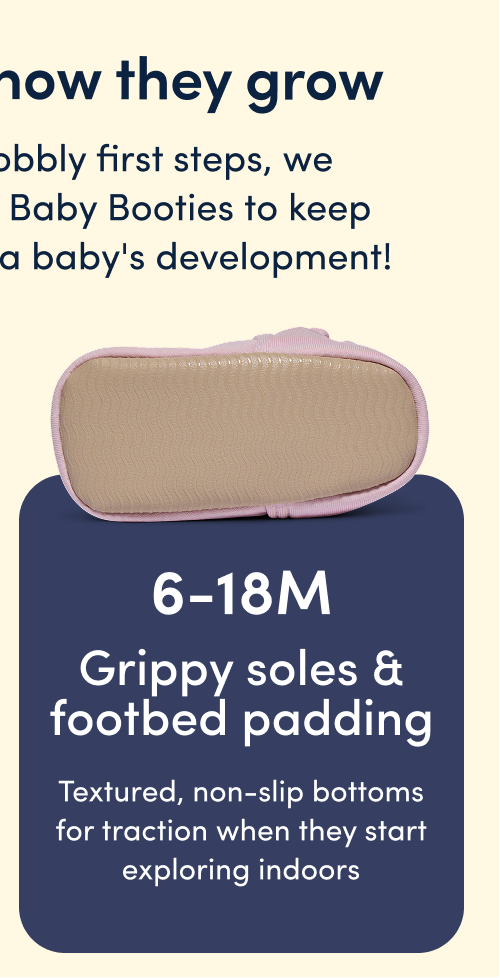 6-18M Grippy soles & footbed padding