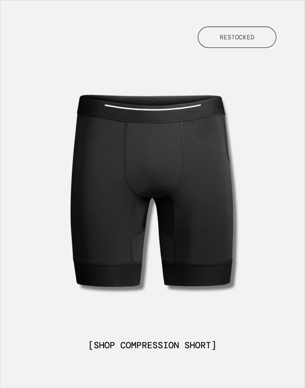 Product Laydown Image of the Black Compression Short