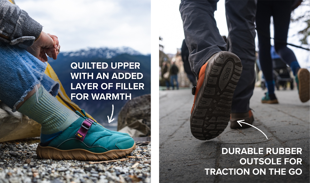 The ReEmber Camp quilted upper and durable rubber outsole