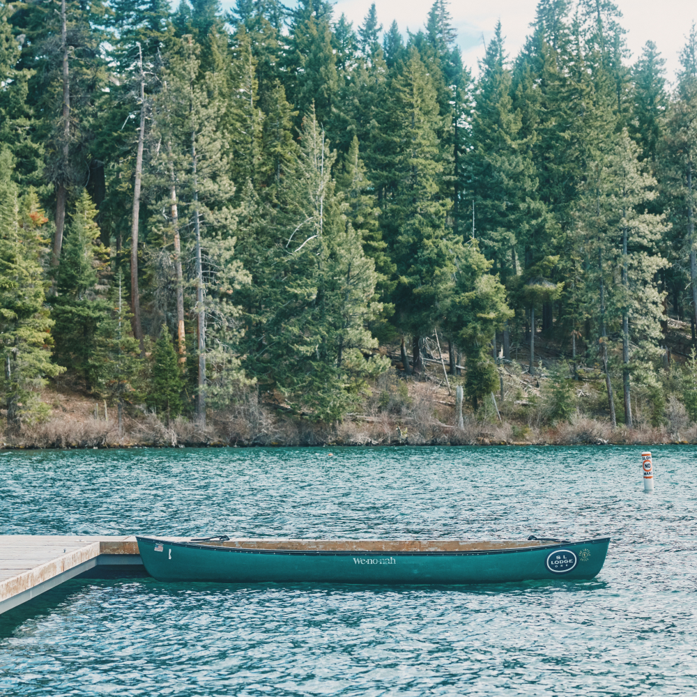A canoe on a lake