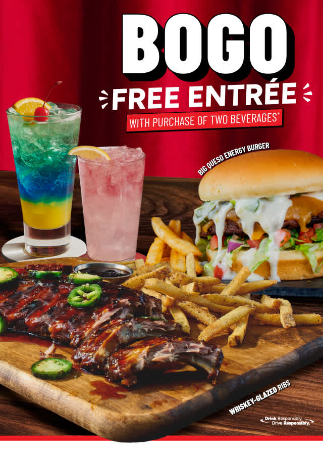 BOGO Free Entree with Purchase of Two Beverages