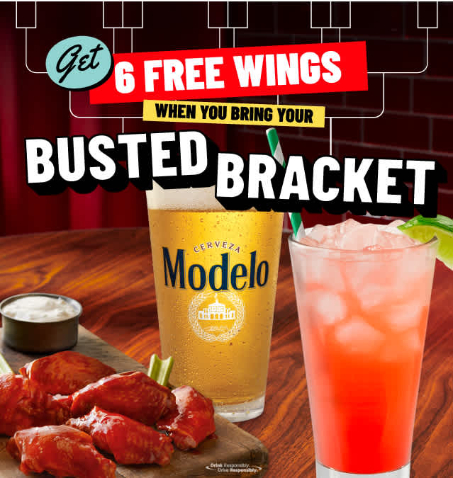 Get 6 Free Wings with your Busted Bracket