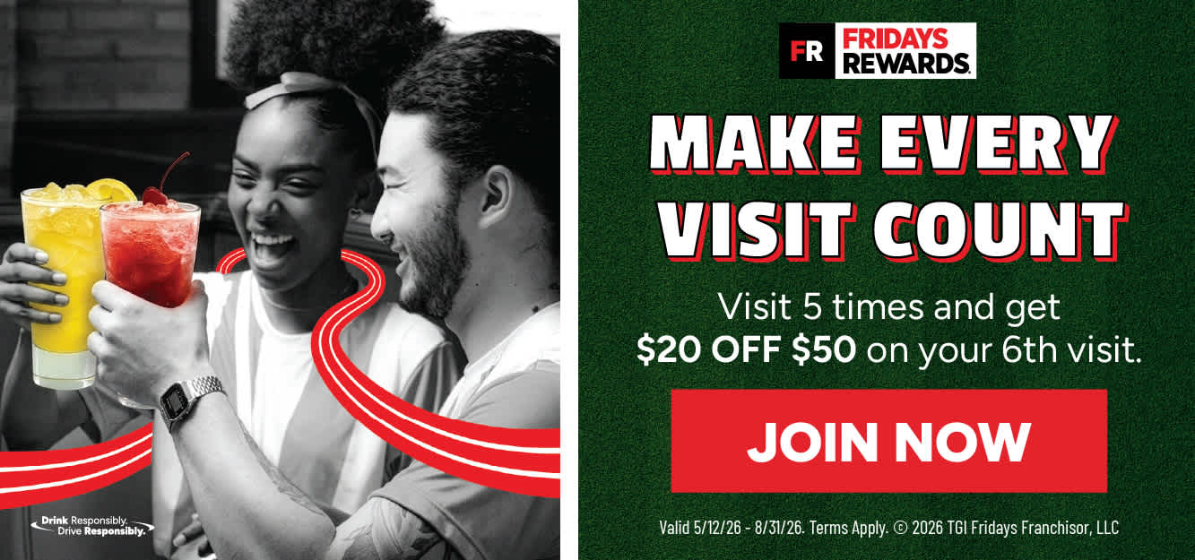 Visit 5 Times, Get $20 off $50