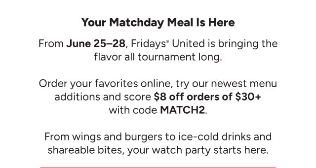 Your Matchday Meal is Here