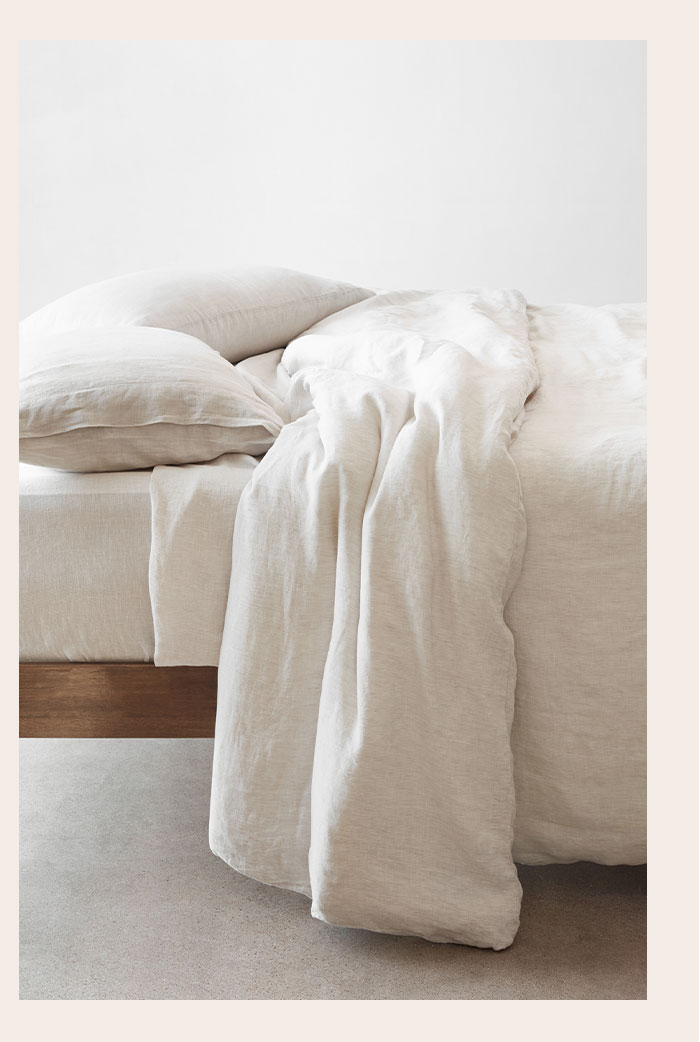 Stonewashed Linen Duvet Cover Sand Stripe