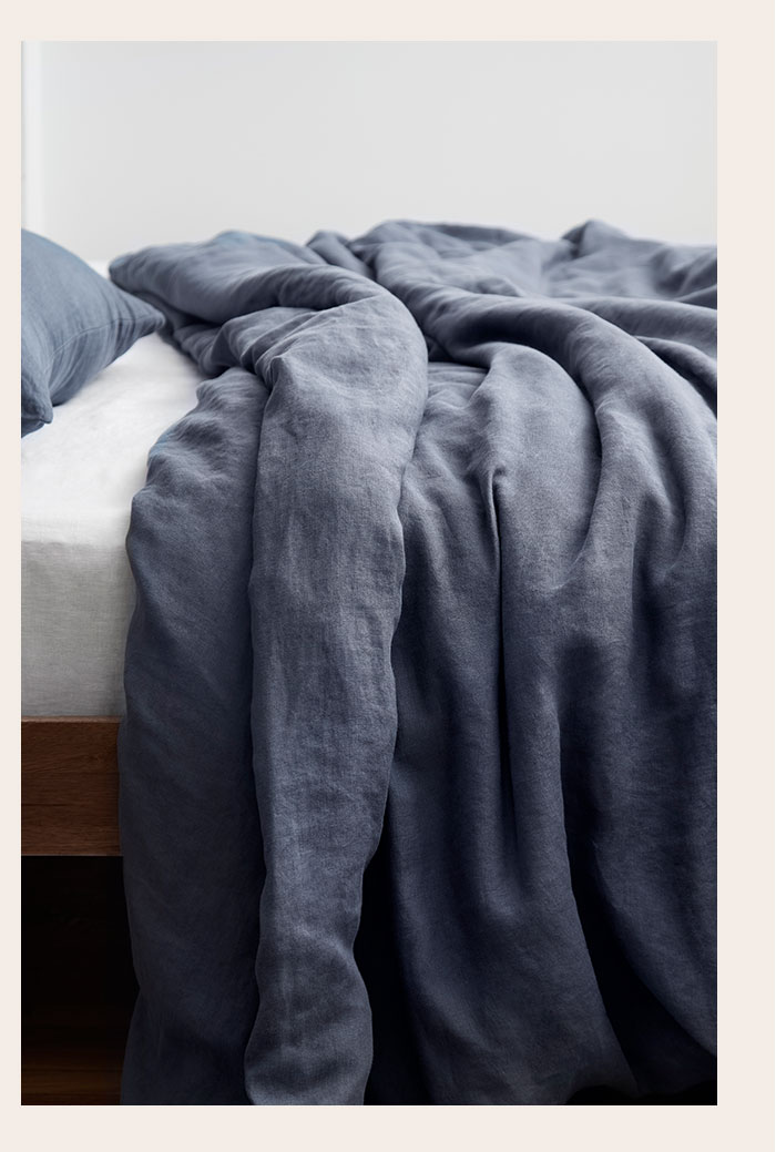 Stonewashed Linen Duvet Cover Slate Blue