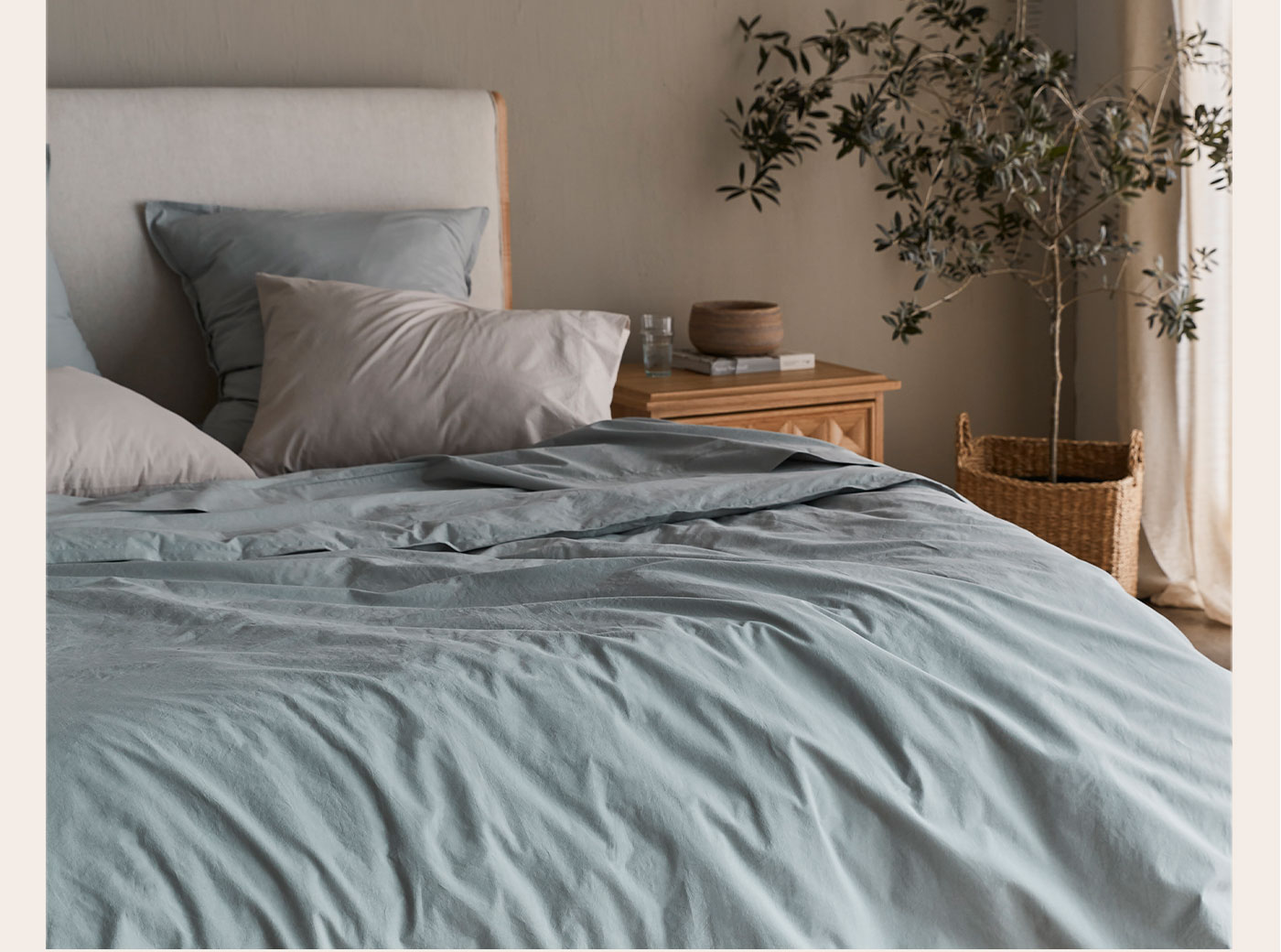 Stonewashed Percale Duvet Cover Seaglass