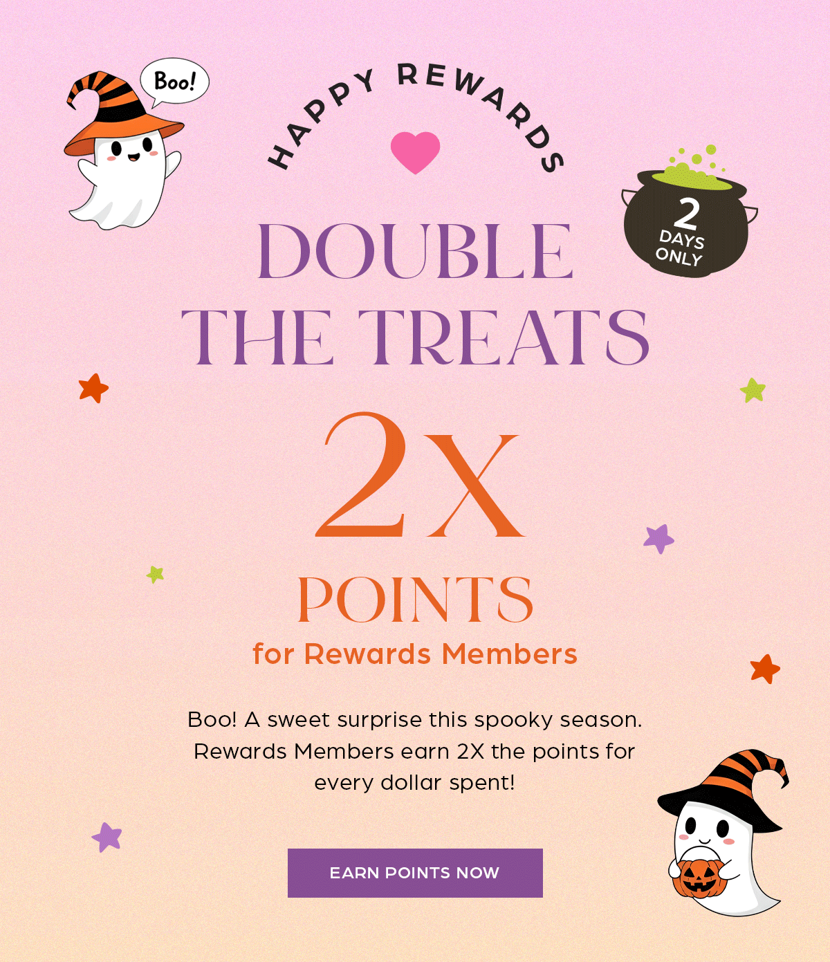Double the Treats. 2x points for rewards members