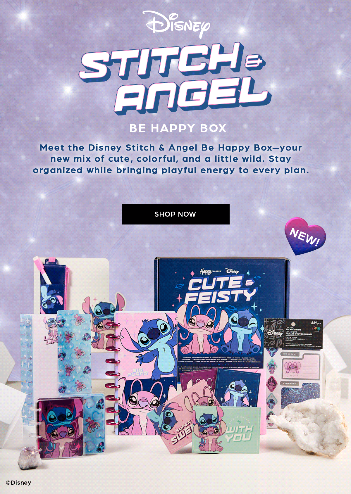 Disney Stitch & Angel Be Happy Box. Shop Now.