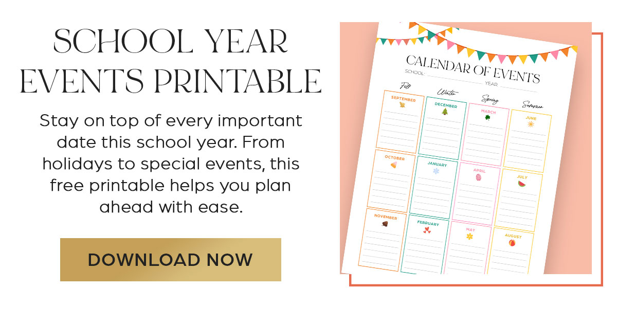 School Year Events Printable