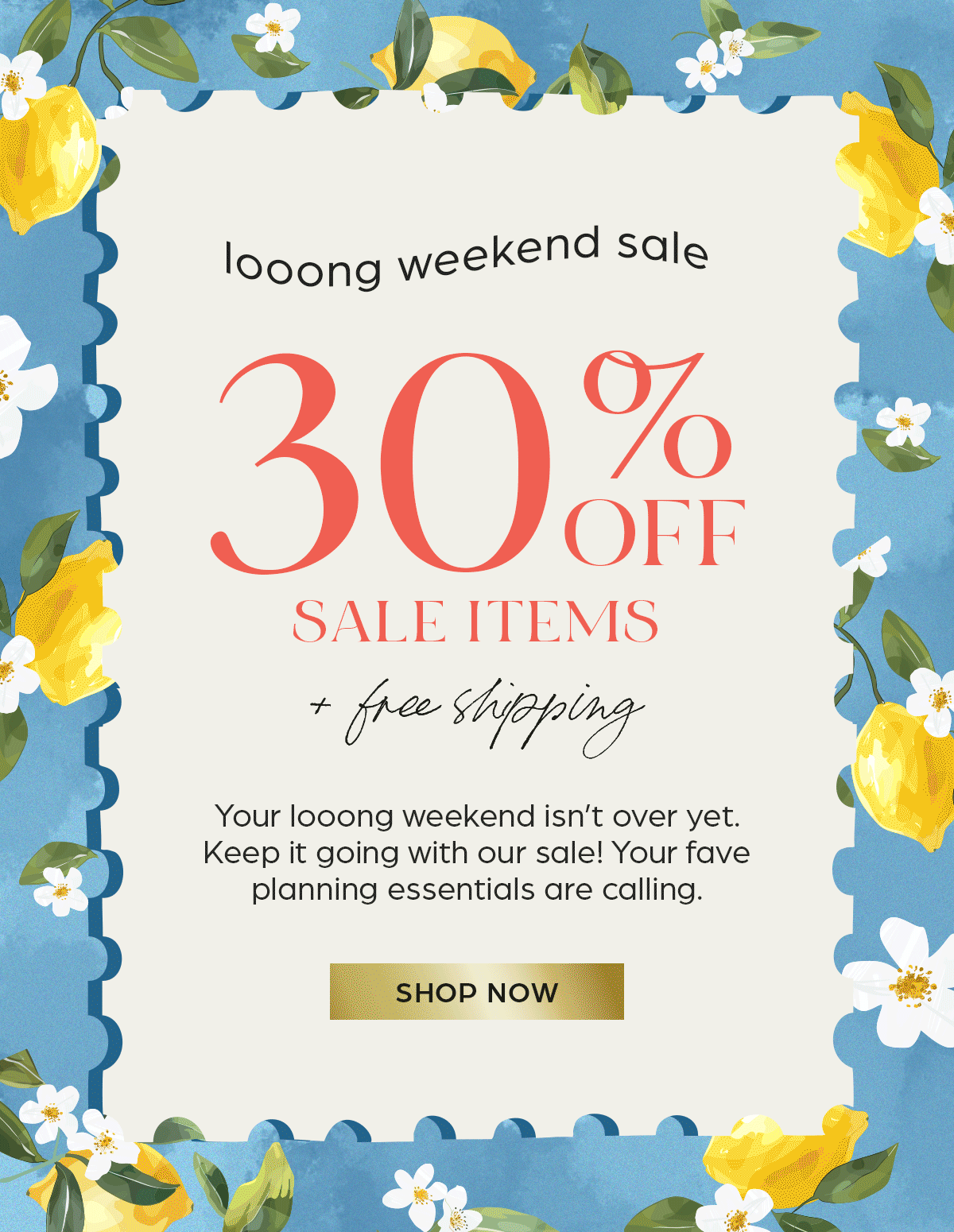 Looong Weekend Sale - Extra 30% OFF Sale Items + Free Shipping*: