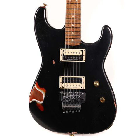 Charvel Custom Shop San Dimas Nitro Aged Roasted Mahogany Black over Tennessee Orange