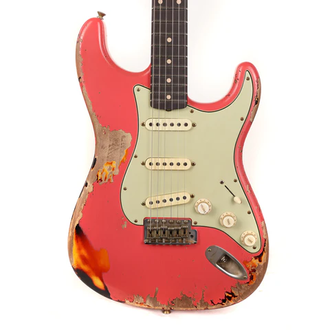 Fender Custom Shop 1960 Stratocaster Super Heavy Relic Fiesta Red over Sunburst Masterbuilt David Brown