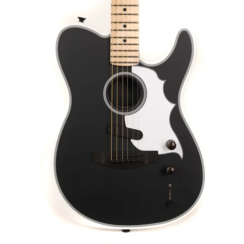 Fender Jack White Triplesonic Acoustasonic Telecaster Satin Arctic White with Black Top