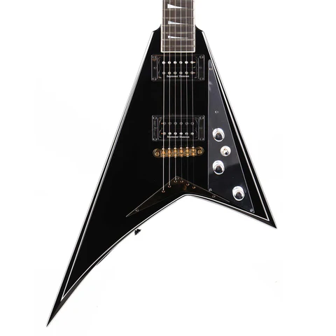 Jackson Custom Shop Rhoads RR-VS Fixed Bridge Black with Snow White Pinstripes 2-Tone Hardware