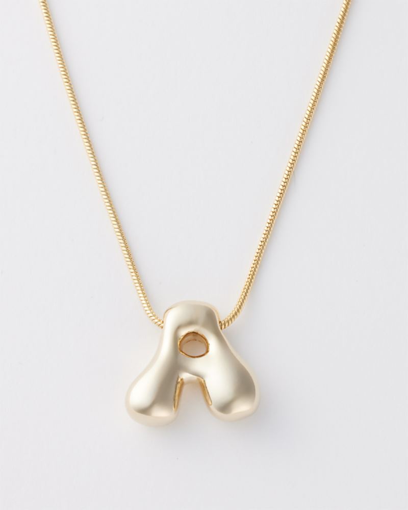 Polished Bubble Initial Pendant Necklace