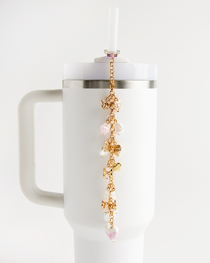 Hearts and Butterflies Tumbler Straw Charm