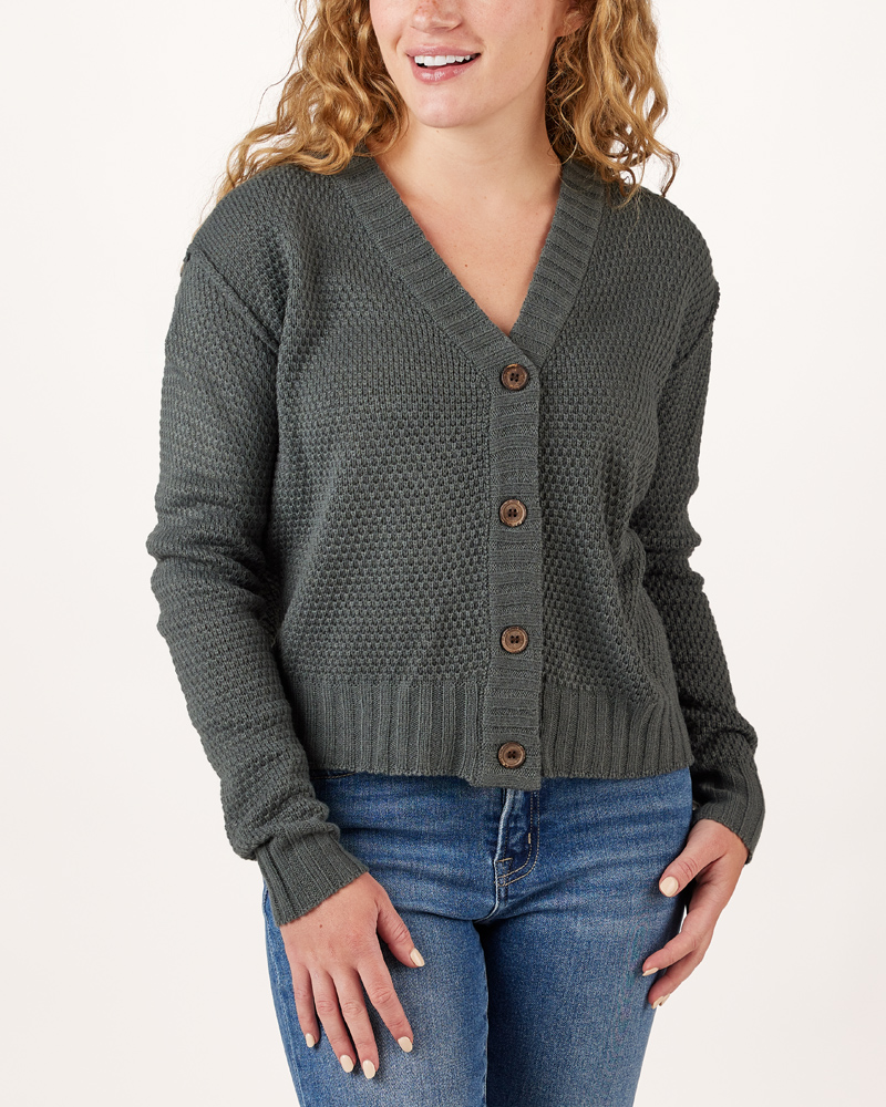Button-Up V-Neck Long Sleeve Cardigan
