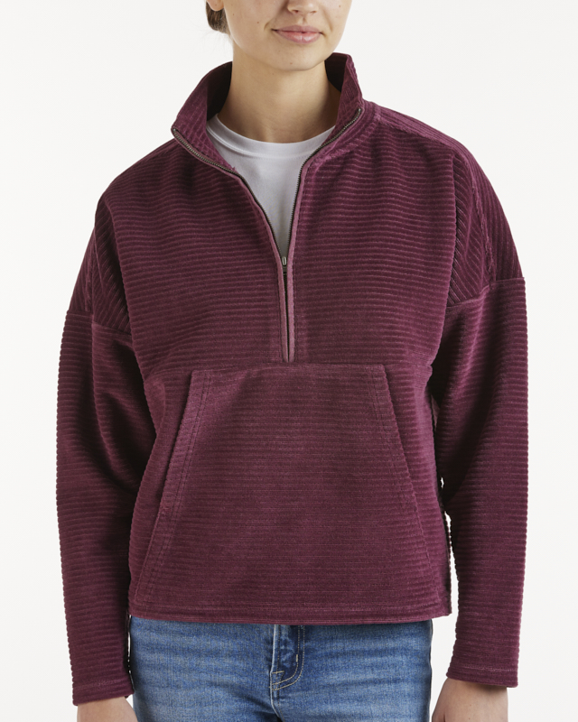 Quarter Zip Velvet Fabric Top