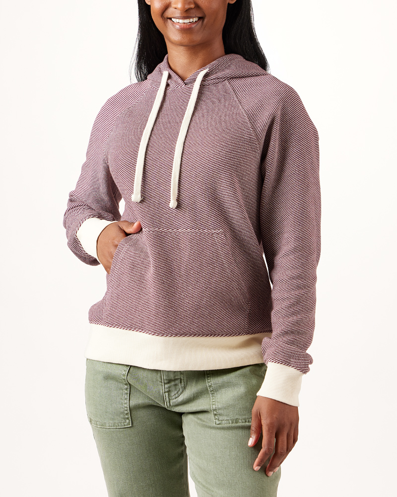 Striped Ivory Rib Pullover Hoodie