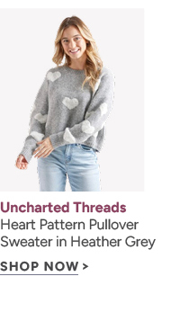 Uncharted Threads Heart Pattern Pullover Sweater in Heather Grey shop now