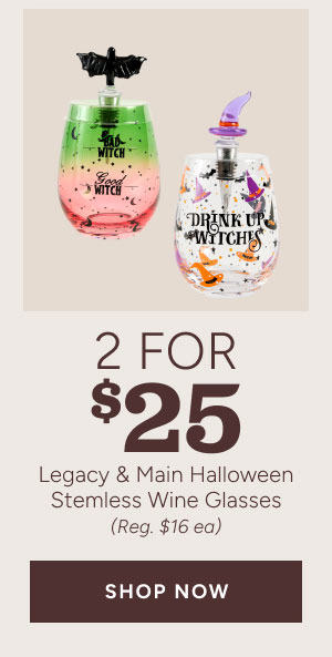 2 for $25 Legacy & Maine Halloween Stemless Wine Glasses (Reg. $16 ea) Shop now
