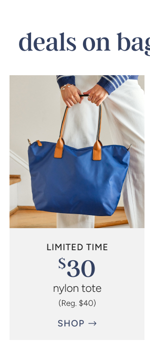 limited time $30 nylon tote (reg. $40) | shop