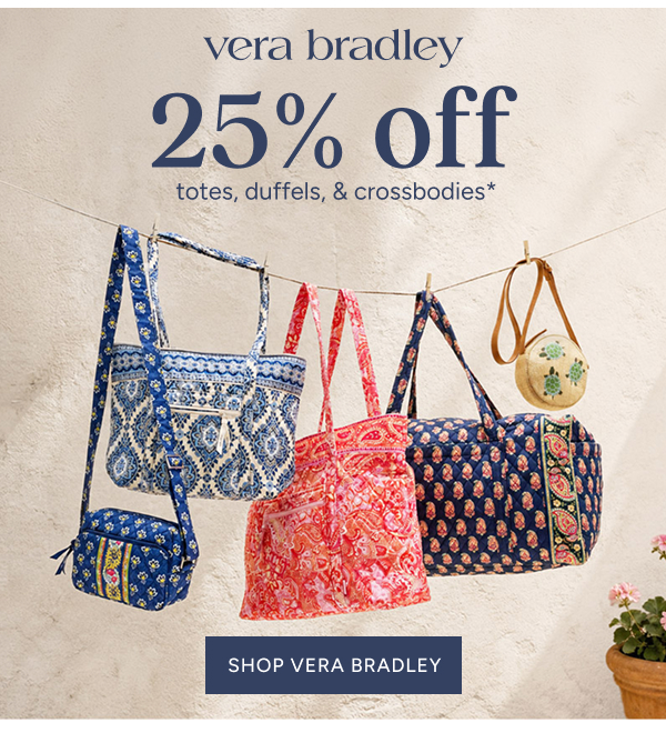 vera bradley 25% off totes, duffels, & crossbodies*