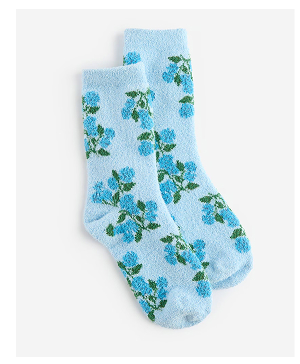 Blue Hydrangea Pattern Cozy Socks