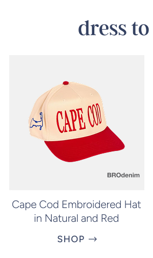Cape Cod Embroidered Hat in Natural and Red