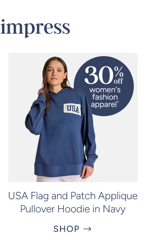 USA Flag and Patch Applique Pullover Hoodie in Navy