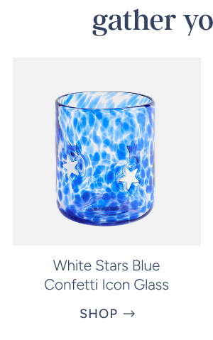 White Stars Blue Confetti Icon Glass