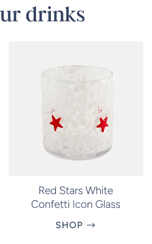 Red Stars White Confetti Icon Glass