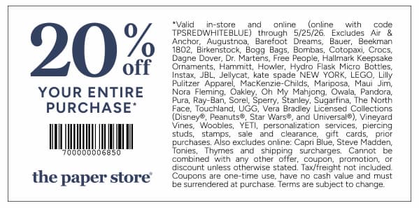 the paper store 20% off coupon