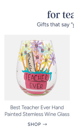 best teacher ever hand painted stemless wine glass