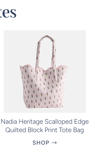 Nadia Heritage Scalloped Edge Quilted Block Print Tote Bag