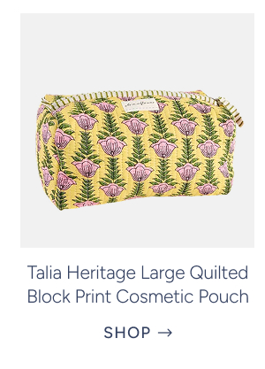 Talia Heritage Large Quilted Block Print Cosmetic Pouch